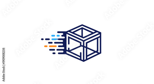 Wallpaper Mural Abstract 3D Cube Motion Graphic with Speed Lines Effect Torontodigital.ca