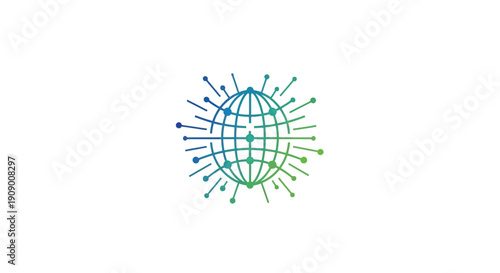 Abstract globe icon representing global digital network and technological connectivity