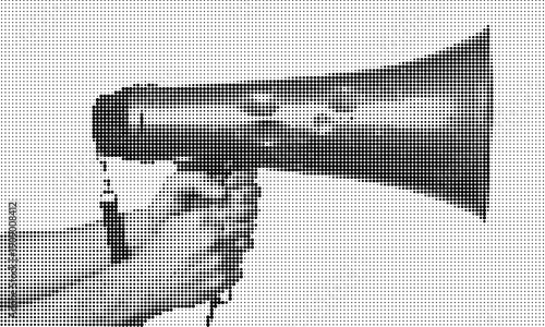 Old School Megaphone with Dot Pattern megaphone halftone
