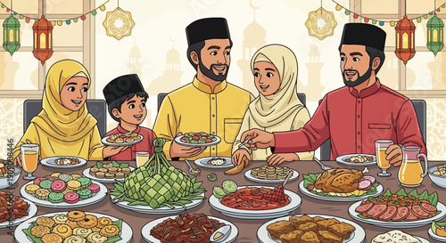 Festive Gathering Muslim Family Shares a Lavish Homemade Traditional Dinner