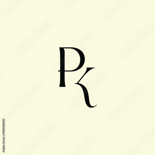 Elegant Intertwined P and K logo design. PK monogram. Modern, sophisticated branding symbol suitable for luxury fashion, design studios, and editorial logos.