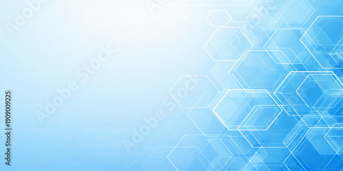 Seamless blue abstract background featuring a 3d hexagon pattern with a light glass texture for a modern technology wallpaper and decorative surface