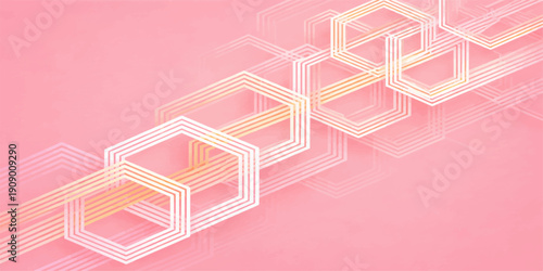 Isometric 3d illustration of an abstract vector background with pink squares featuring a modern apartment building construction plan and architectural office design concept