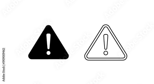 Hazard Exclamation Mark Warning Triangle Icon Set for Danger Alerts