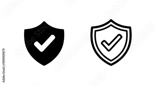 Security Shield with Checkmark Icon Set for Protection, Verification, and Trust