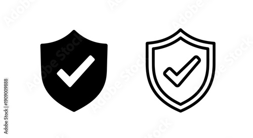 Security Shield with Checkmark Icon Set for Protection, Verification, and Trust