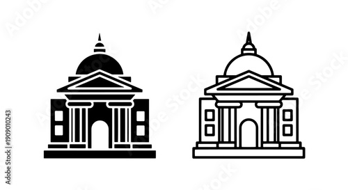 Capitol Building Icon with Dome and Columns for Government or Museum