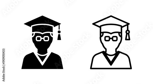 Graduating Student with Glasses Icon: Scholar, Knowledge, and Academic Achievement Symbol