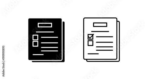 Survey and Checklist Document Icons with Checkbox and Text