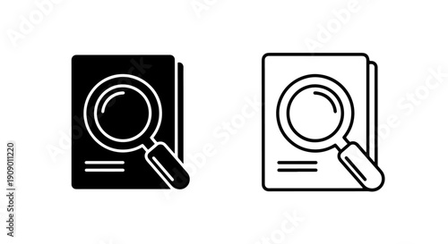 Magnifying Glass over Document Icon for Audit Investigation and File Search