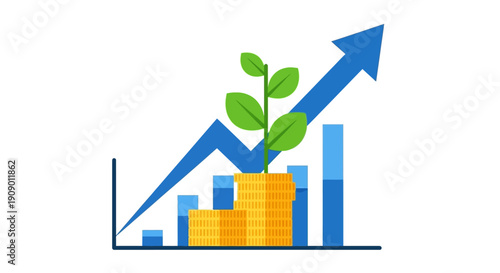 Growing investment with upward trend and financial growth