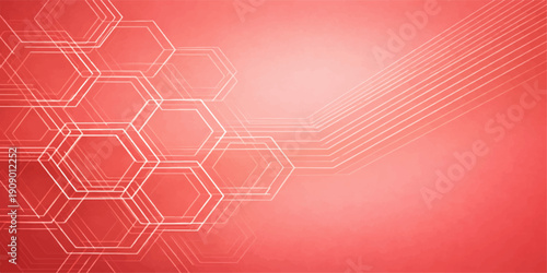 Abstract red hexagonal geometric background with 3D digital pattern design