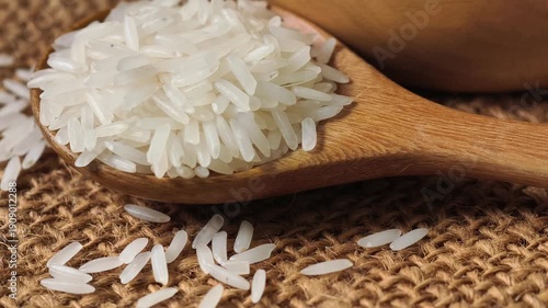 Wallpaper Mural close-up of rice grains in a wooden spoon. Torontodigital.ca