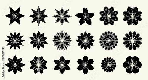 Floral Vector Set: Decorative Flower Icons Collection