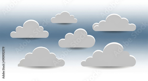 Fluffy Clouds in Blue Sky: Weather Forecast Illustration