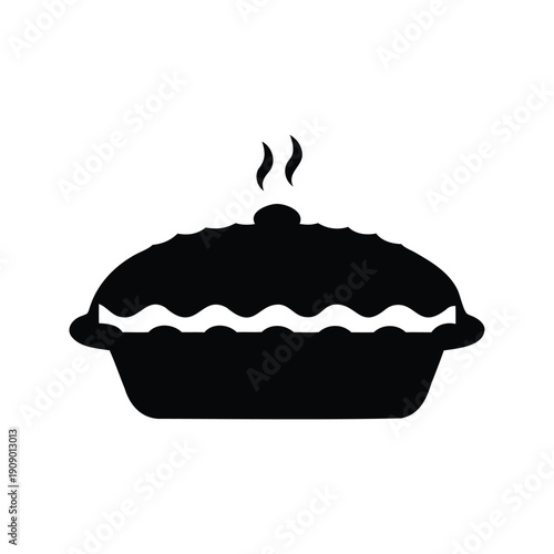 pie baking silhouette vector illustration, Delicious pie with steam rising from top, silhouette vector illustration