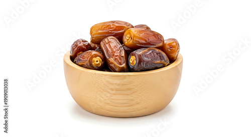 bowl of fresh sweet dates isolated on white background healthy organic food concept