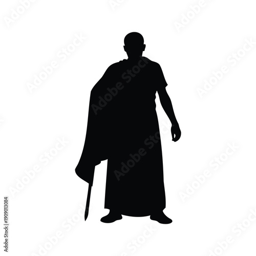 pilgrim performing hajj silhouette vector illustration, Mysterious wizard holding a staff, casting spells with a magical aura silhouette vector illustration