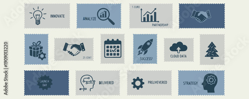 Business Finance Technology Flat Icon, Data Analytics Chart Graph Clipart, Modern Corporate Presentation Illustration Set, Digital Marketing Strategy Graphic Bundle, Startup Investment Element Collect