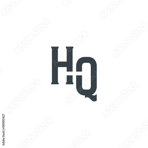 HQ Abstract Initial Logo. Clean, high-contrast typography suitable for branding, identity, and corporate design. Ideal for logos, signage, and minimalist graphic projects.