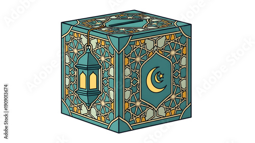 Beautifully designed Ramadan donation box with intricate patterns