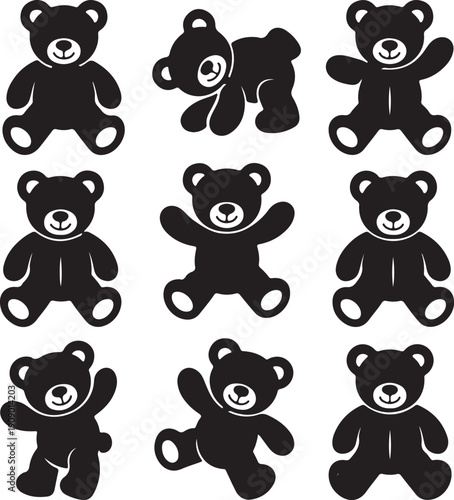 Teddy bear icon collection vector illustration.