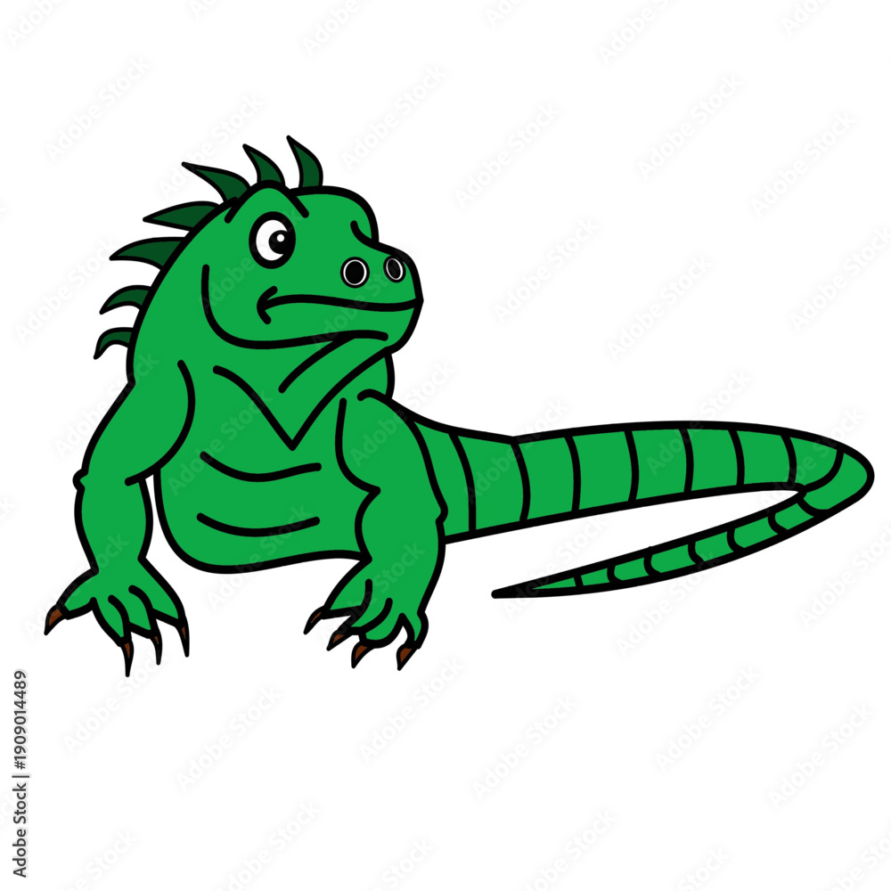 Fototapeta premium iguana drawing green color kids clipart educational book animal.eps
