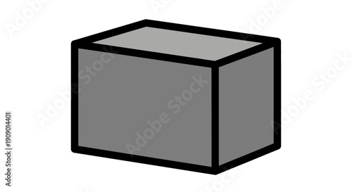 Gray 3D Rectangular Prism with Black Outline