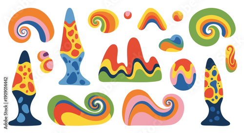 Groovy Retro Shapes Collection, 70s Style Elements