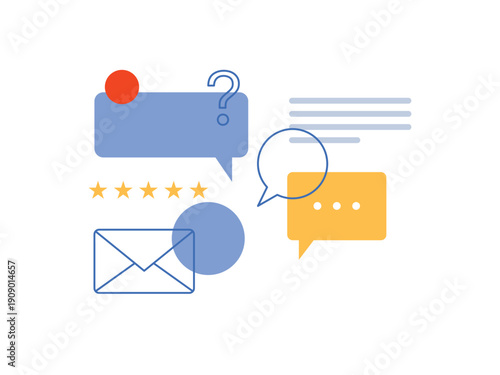 Question and chat bubbles, communication and conversation, rating, customer support