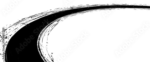 Vector black grunge tire tracks isolated on white background