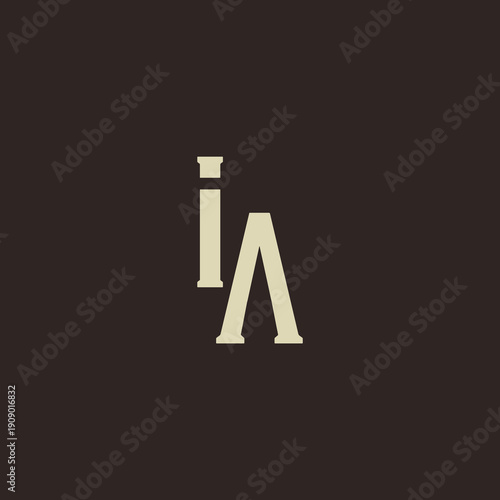 IA Abstract Initial Logo. Clean, high-contrast typography suitable for branding, identity, and corporate design. Ideal for logos, signage, and minimalist graphic projects.