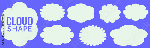 Minimal label cloud frame with fluffy texture, clean shape for speech, stylish cloud label with fluffy shape lines.