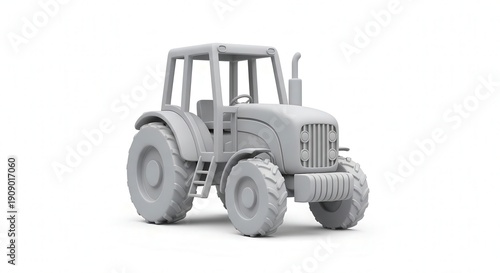 Small Gray Tractor Model for Agriculture and Farming Illustrations