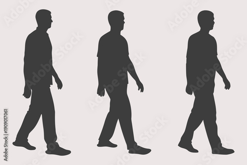 people walking vector silhouette of black color isolated on white background. Eps 10