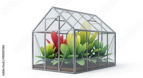 Small Indoor Greenhouse with Vibrant Succulents and Foliage for Home Gardening