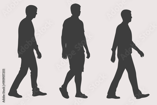 manhood walking silhouettes set vector. Isolated illustration. Eps 10