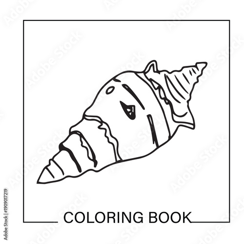 Black color handrawn seashell. seashell outline icon with boho style