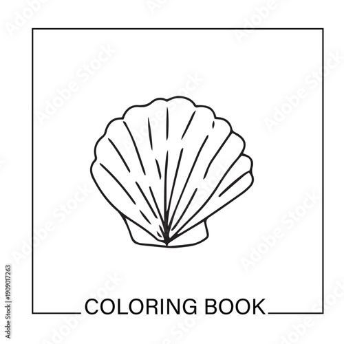 Black color handrawn seashell. seashell outline icon with boho style