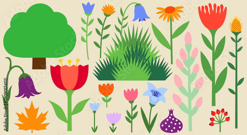 Vibrant flowers and plants bloom in a lush garden scene with erghnm ai