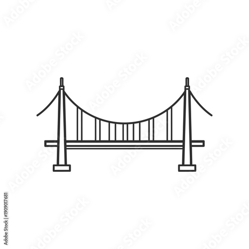 Suspension bridge icon for engineering or architecture projects