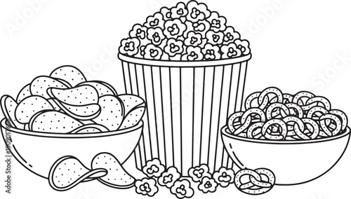 Simple outline drawing of a hearty breakfast: toast, fried eggs, and bacon, perfect for food blogs, menus, or recipe illustrations.