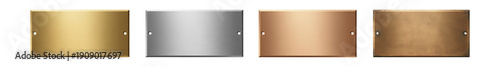 metal plaque set, golden silver copper and bronze shields PNG isolated on transparent background