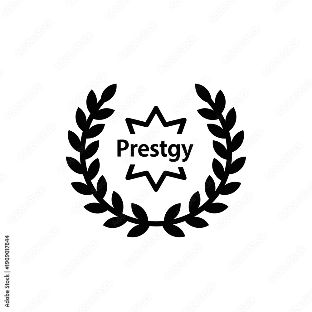 Obraz premium Elegant Prestgy logo with laurel wreath and starburst design
