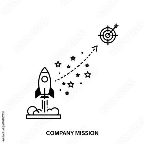 Company mission achievement target with rocket launch success
