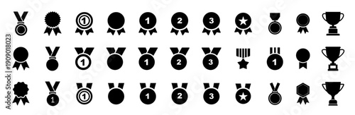 Medal, achievement, success. Reward icon. Logo medals. Trophy cup icons. Vector illustration.