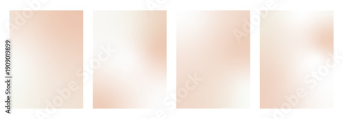 Rose gold nacre gradation with peach plain colors. Set of vertical pink cream gradient bg for soft template. Brown calm foil for cosmetic silk cream design or social media. Vector plain blur backdrop.