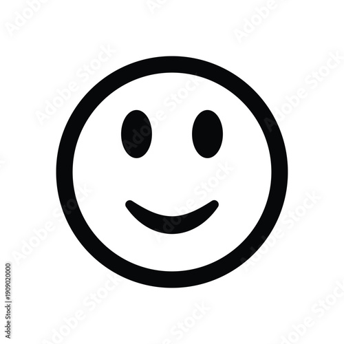 Simple black outline happy face emoji icon.