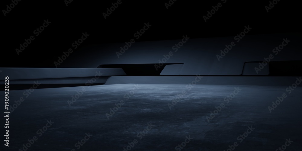 Foto Black abstract futuristic architectural structure illuminated