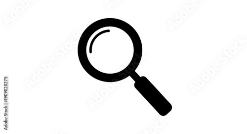 A simple black magnifying glass icon on a white background